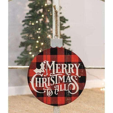 Merry Christmas Buffalo Check Bulb Sign - The Fox Decor